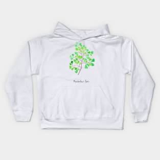 maidenhair fern watercolor Kids Hoodie